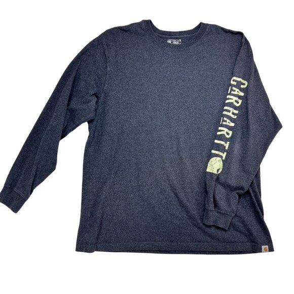 Carhartt Loose Fit Heavyweight Logo-Sleeve Long Sleeve Gray T-Shirt Size XL - Picture 6 of 6